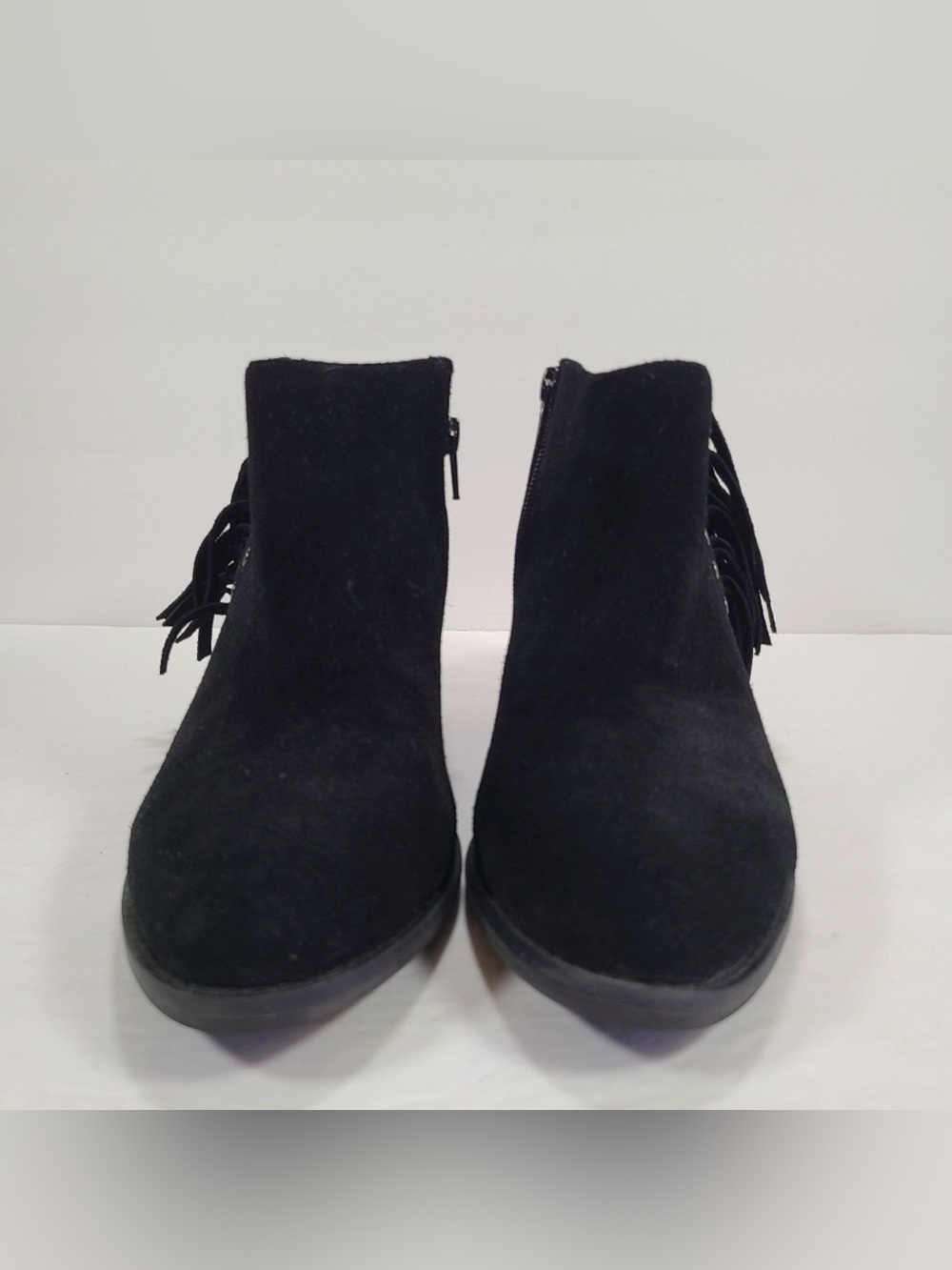 Vionic Faros Black Suede Fringed Boho Coastal Cowgirl Ankle Booties Women 6.5 - Picture 3 of 11